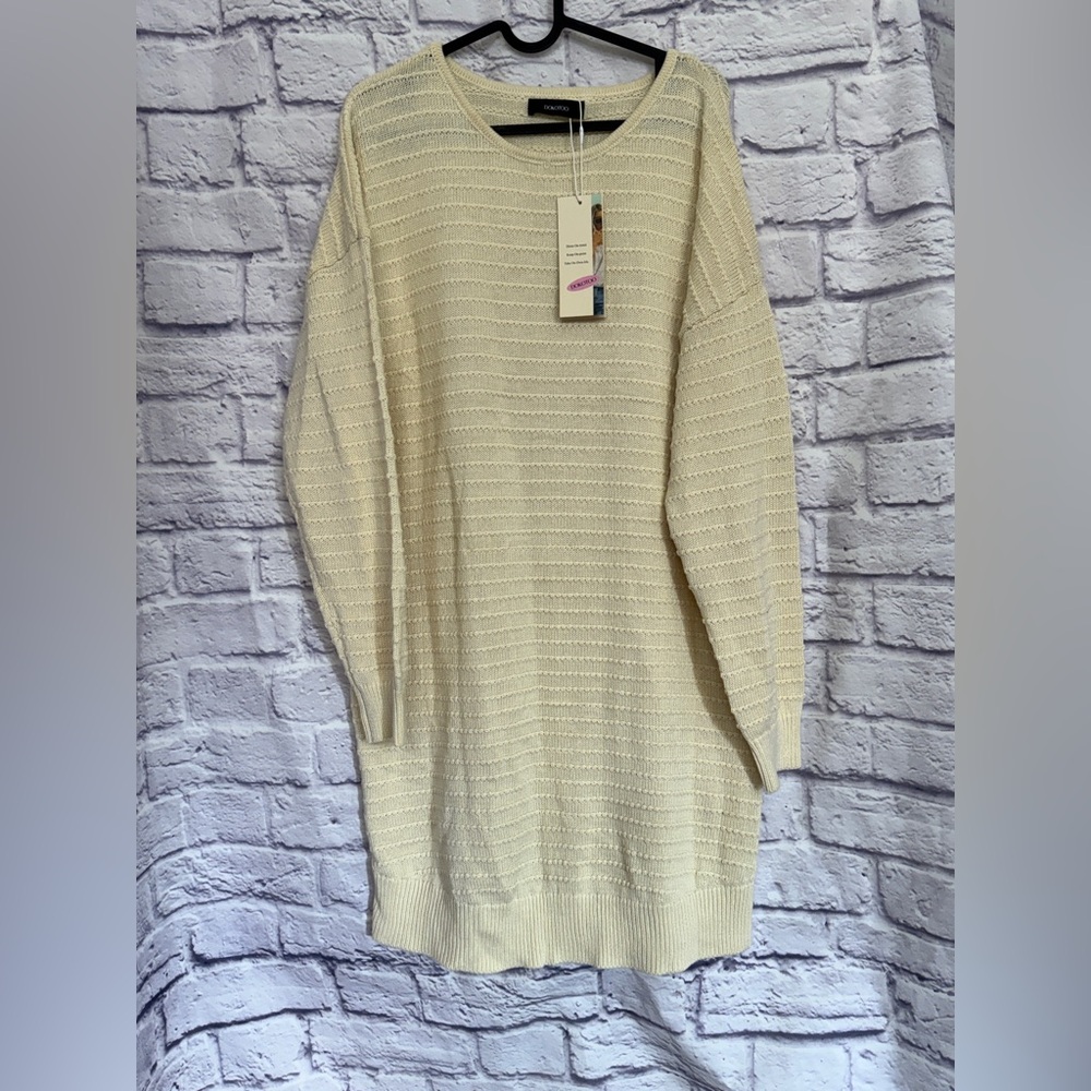 Dokotoo‎ Chic Cream Knit Sweater dress